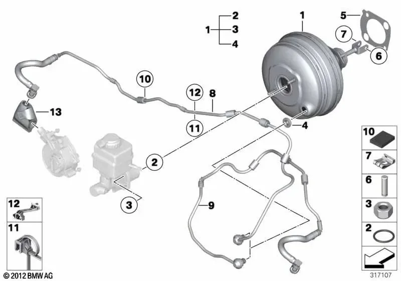 BMW F01 F02 F07 F10… Fren Servosu Vakum Hattı 11667564963
