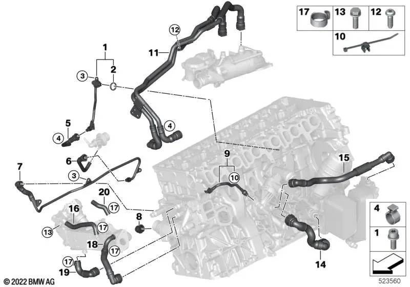 BMW G01 G02 G05 G06… EGR Soğutucu Termostat Hortumu 11718576801