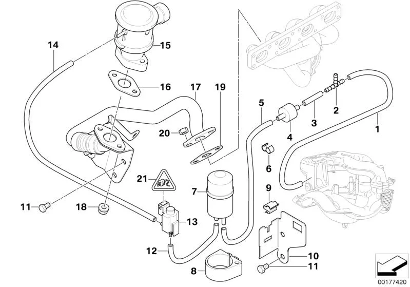 BMW 3 Serisi E36 E46 Emme Sistemi Vakum Borusu 11731437786