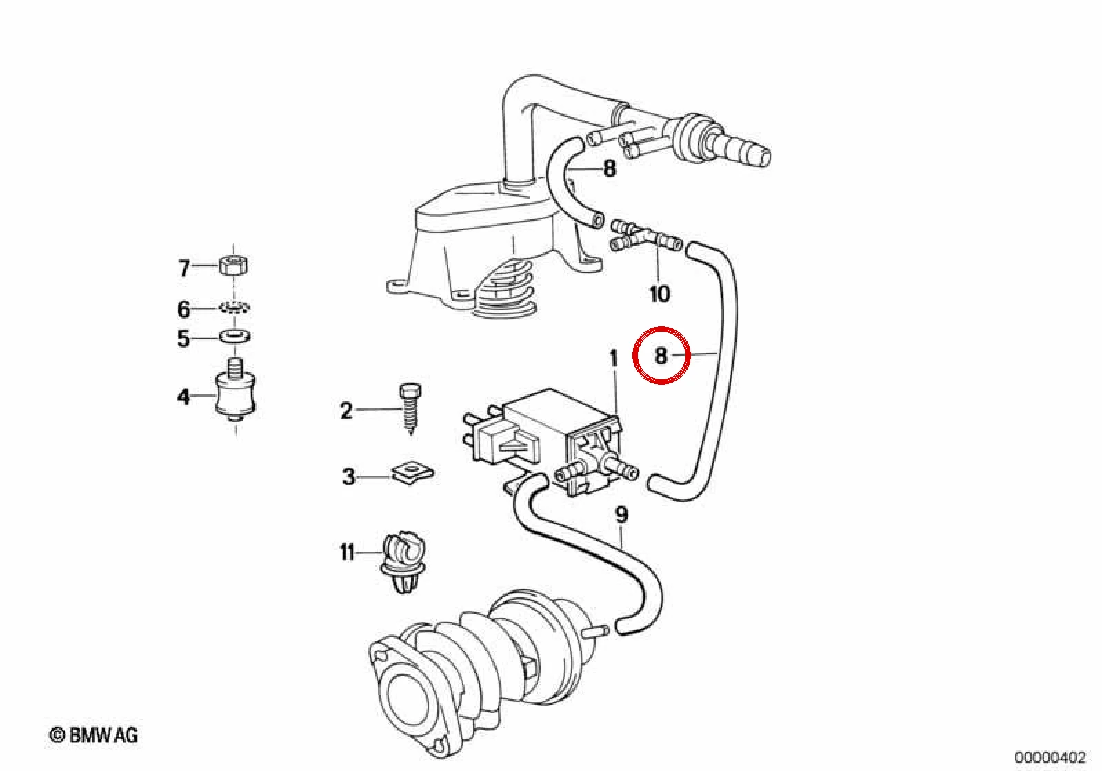 BMW E21 E24 E28 E30… Kırmızı Vakum Hortumu 11747797050