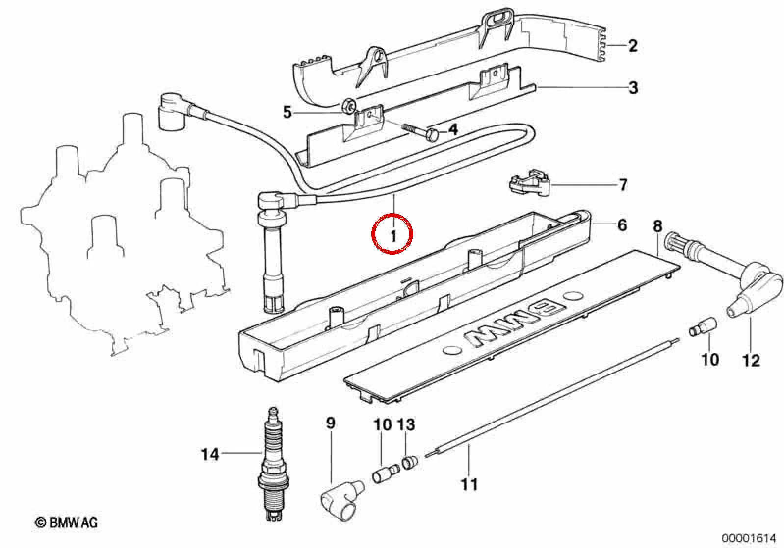 BMW 3 Serisi E36 3. Silindir Ateşleme Kablosu 12121739175