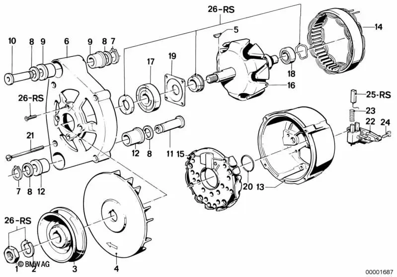 BMW E21 E24 E28 E30 Alternatör Burcu 12311268449