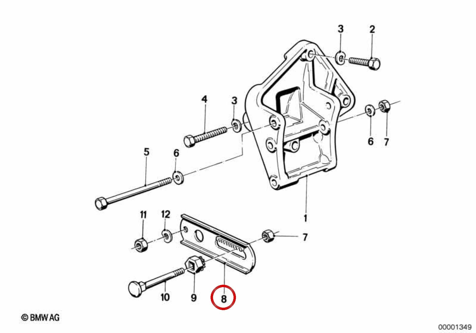 BMW 3 Serisi E21 E30 Alternatör Gergi Tutucusu 12311274833