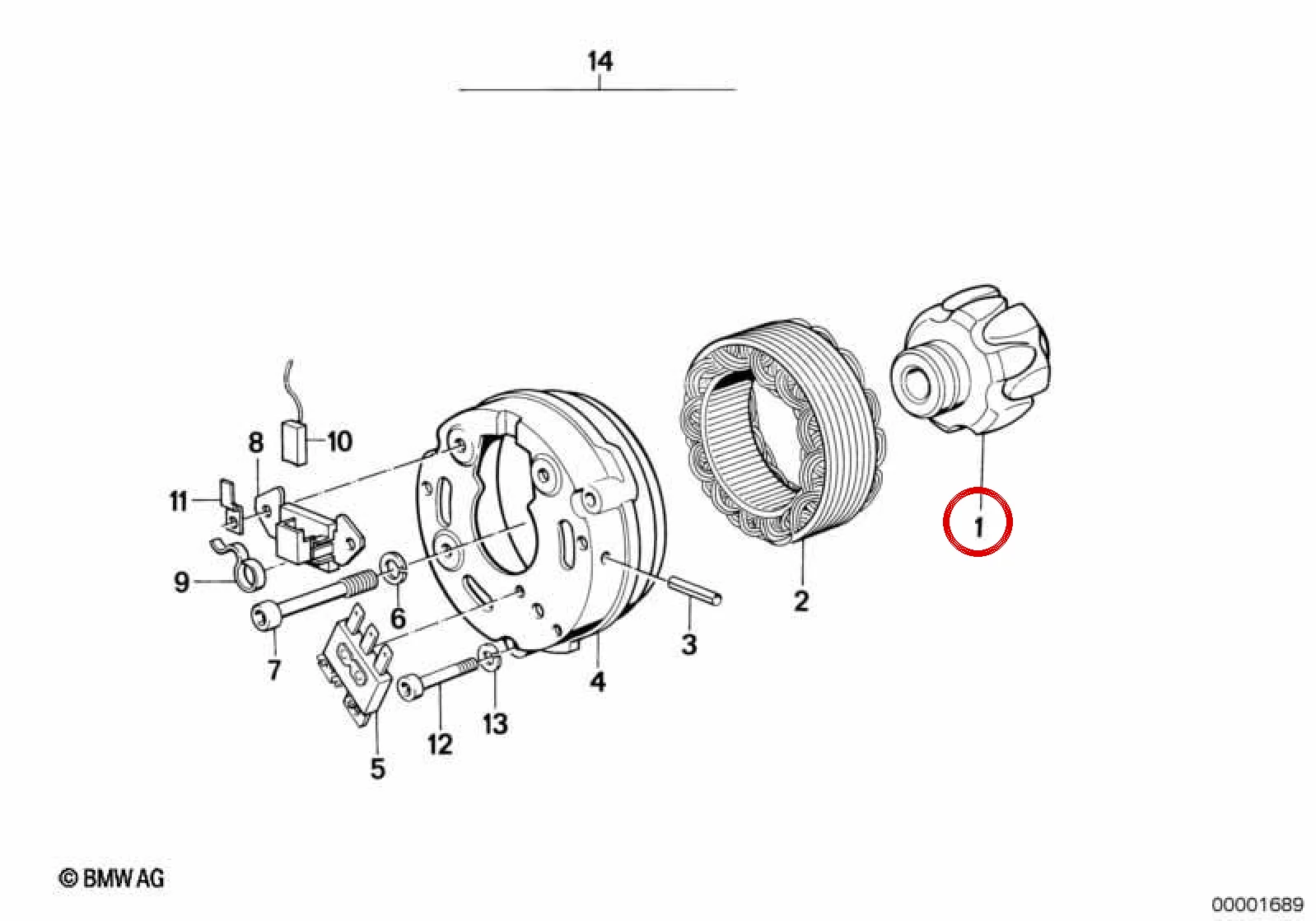 BMW E38 E39 E53 Alternatör Kayış Kasnağı 12314257539