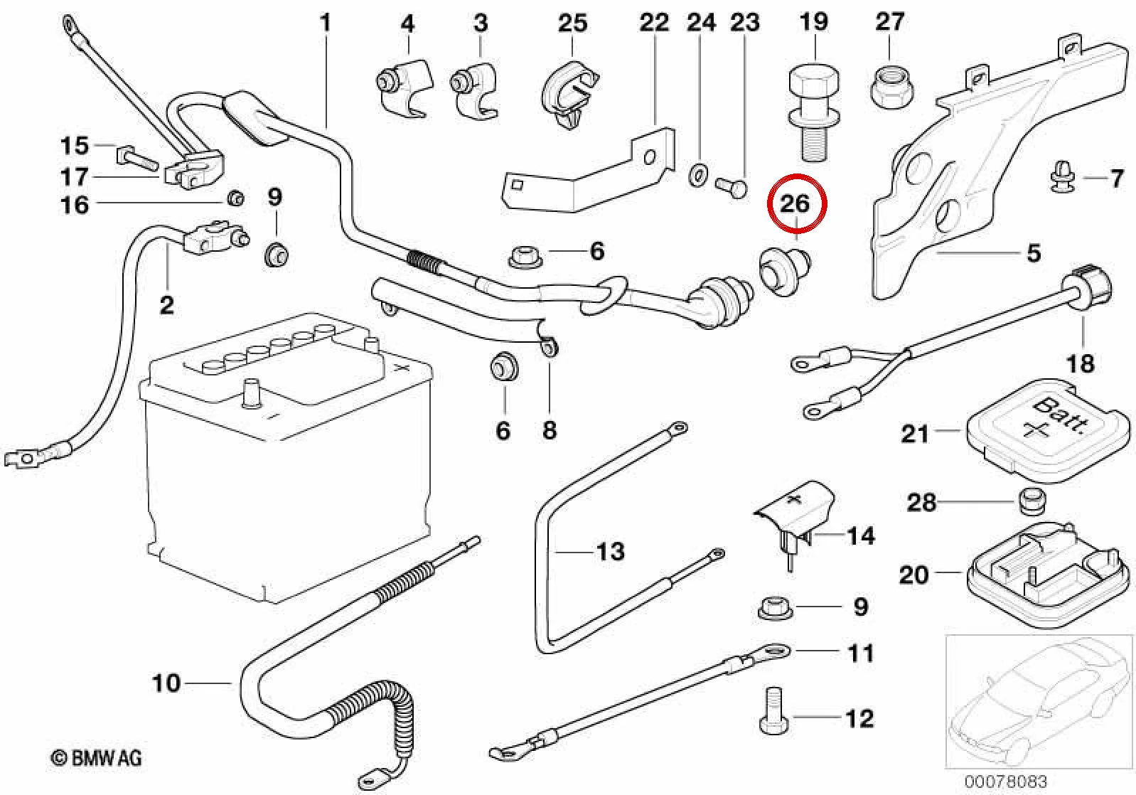 BMW E38 E39 Akü Kablosu Mesafe Tutucu 12421740807