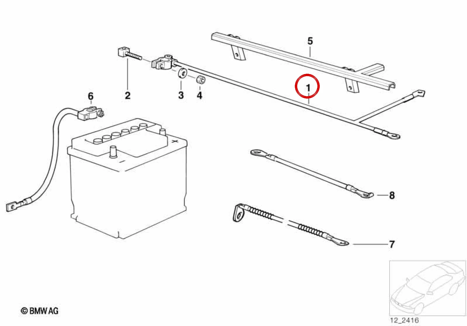 BMW 3 Serisi E36 Akü Artı Kablosu Geç Tip 12422245474