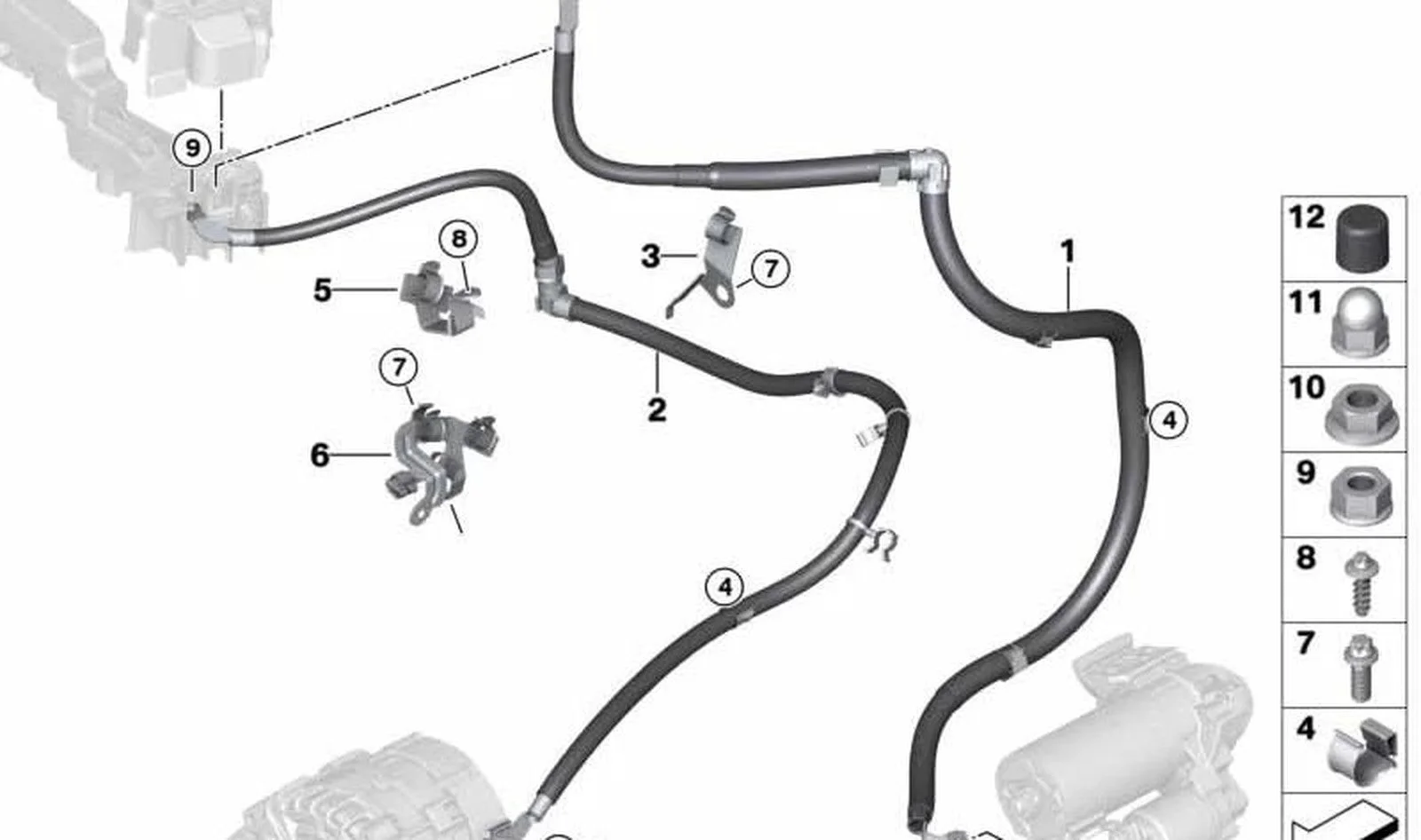 BMW G11 G12 G30 G31… Marş Kablosu ve B+ Bağlantı Noktası 12428680381