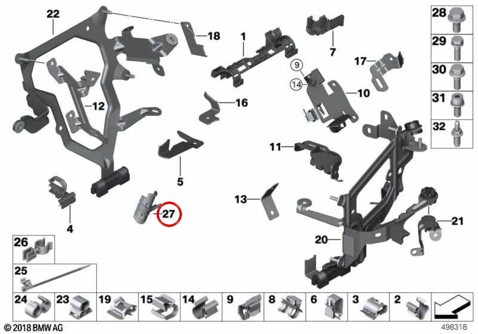 BMW F01 F02 F06 F07… Motor Elektrik Donanımı Braketi 12517580949