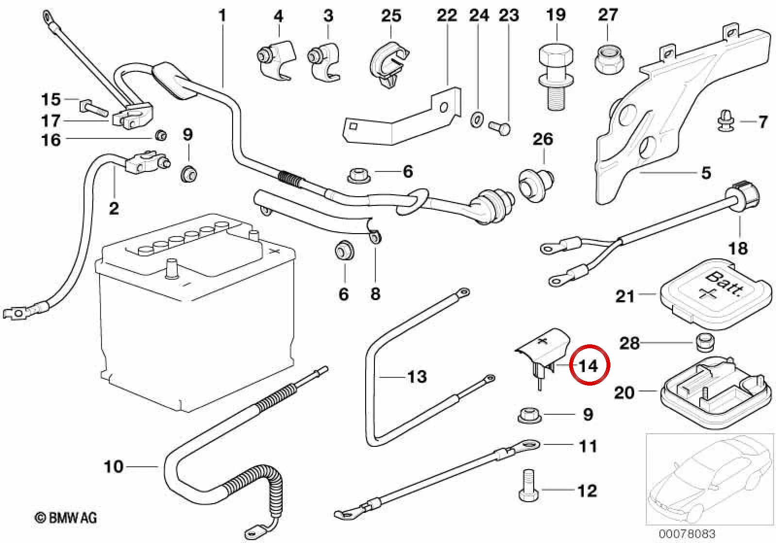 BMW E38 E39 Artı Kutup Destek Noktası Kapağı 12522246520