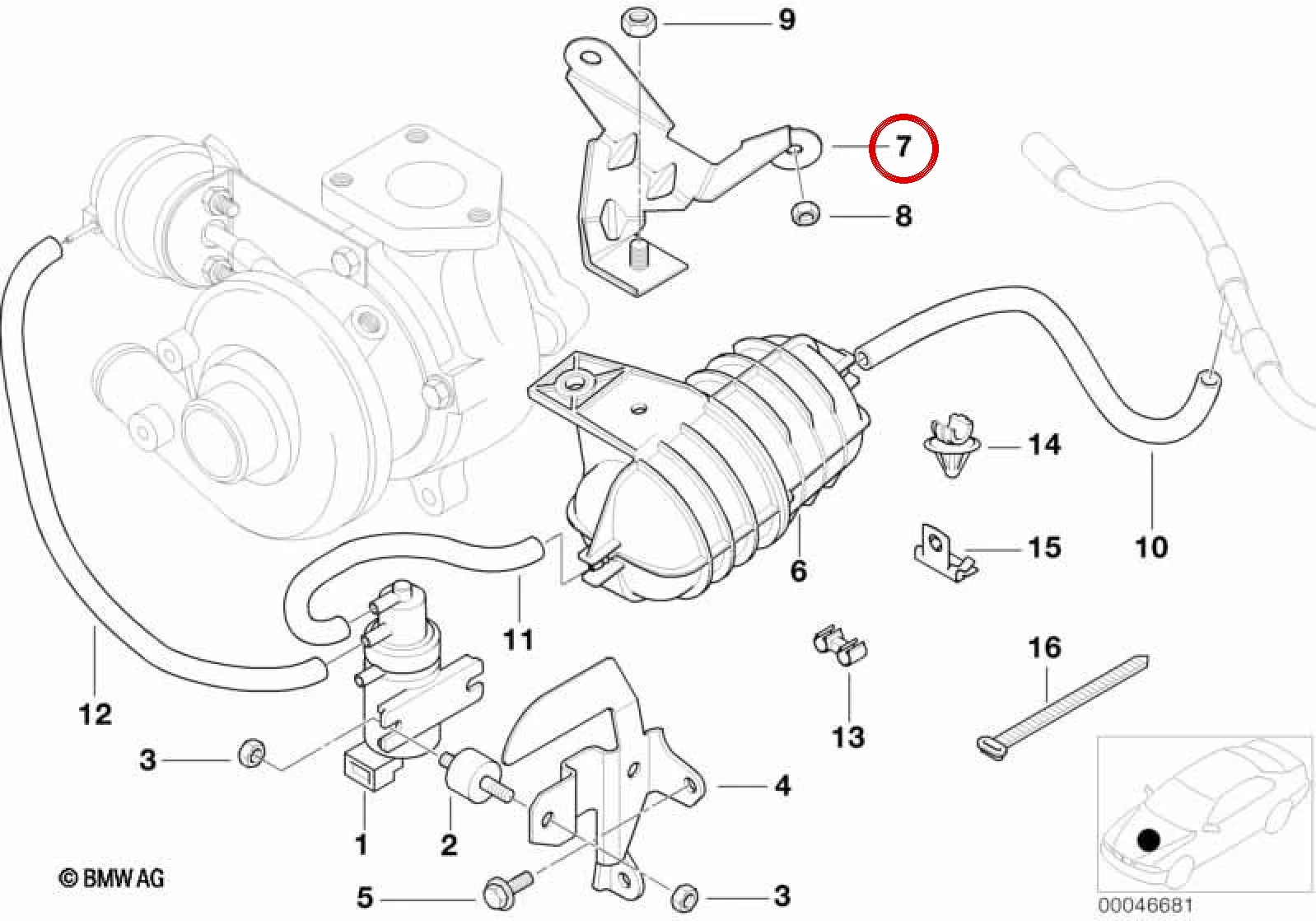 BMW 3 Serisi E46 Vakum Deposu Tutucu Braketi 12522248185