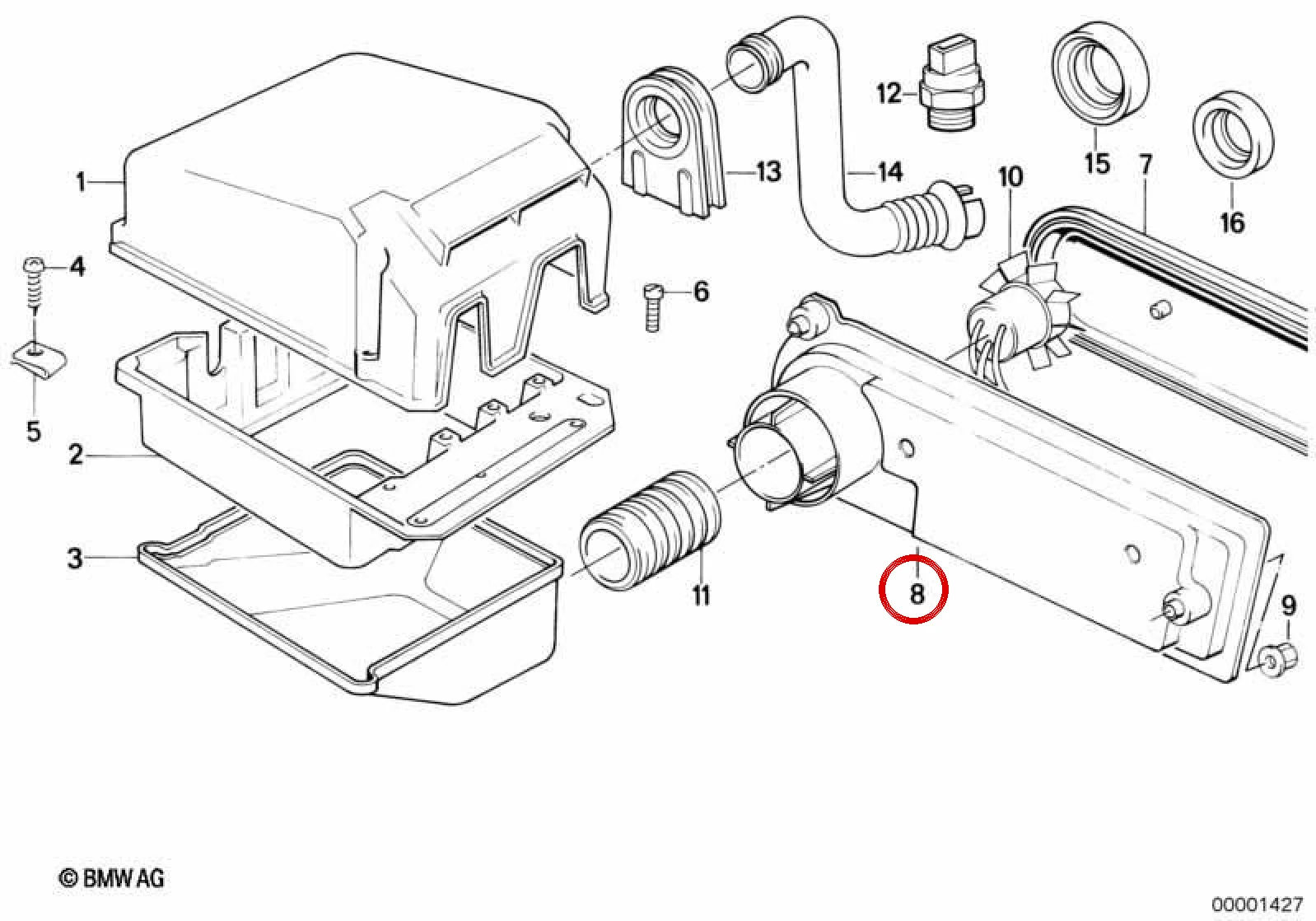 BMW E31 E32 E34 Elektronik Kutu Alt Emiş Borusu 12901713433