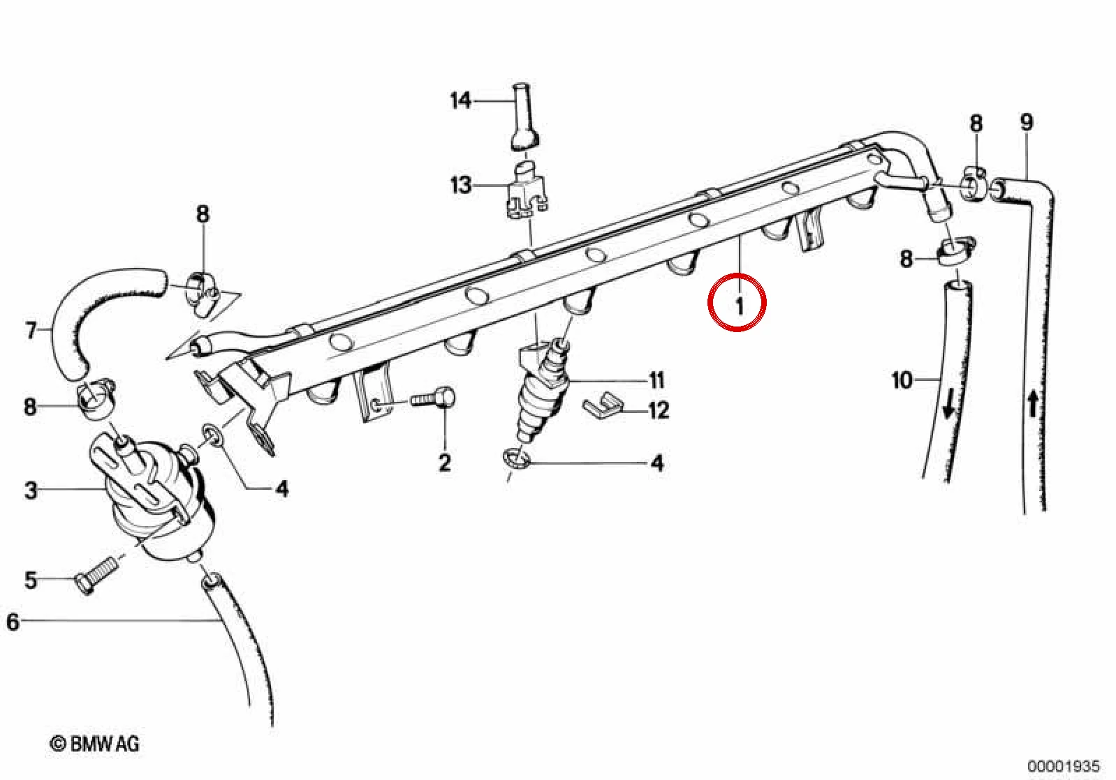 BMW E24 E28 Yakıt Enjeksiyon Hattı Borusu 13531310706