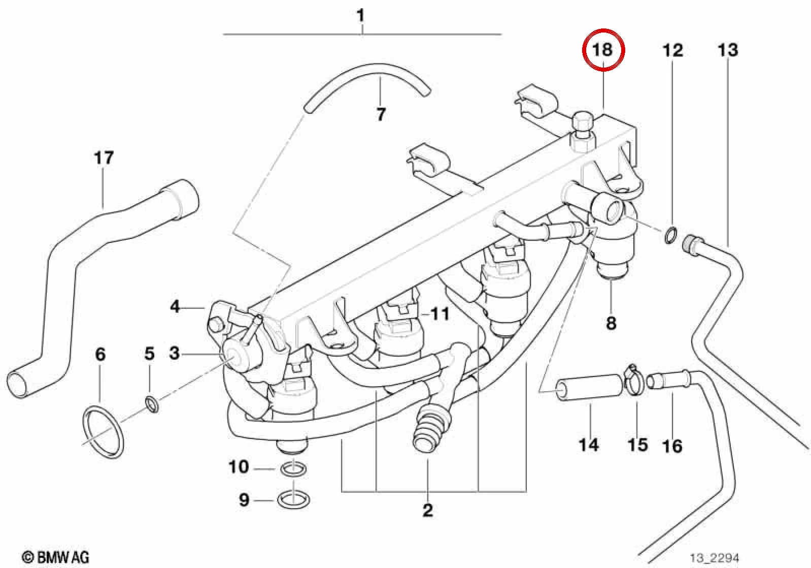 BMW 3 Serisi E36 Enjektör Yakıt Rampası 13531433520