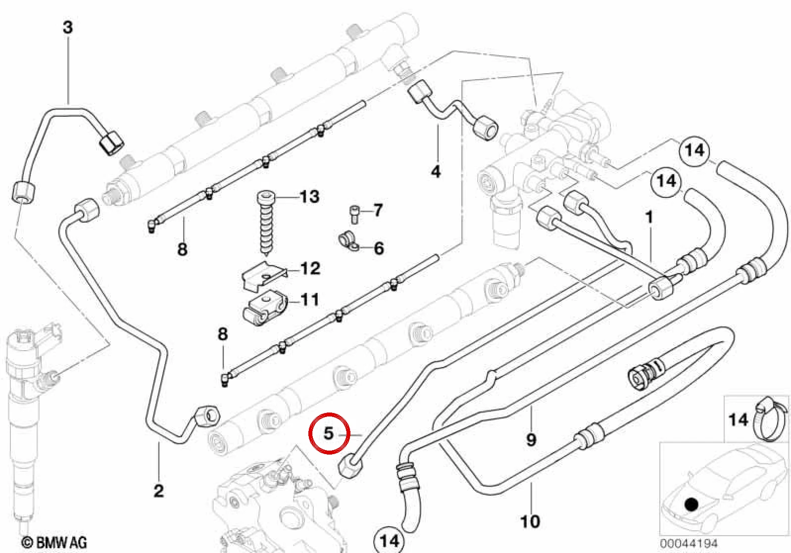 BMW 7 Serisi E38 Yakıt Borusu 13532354065