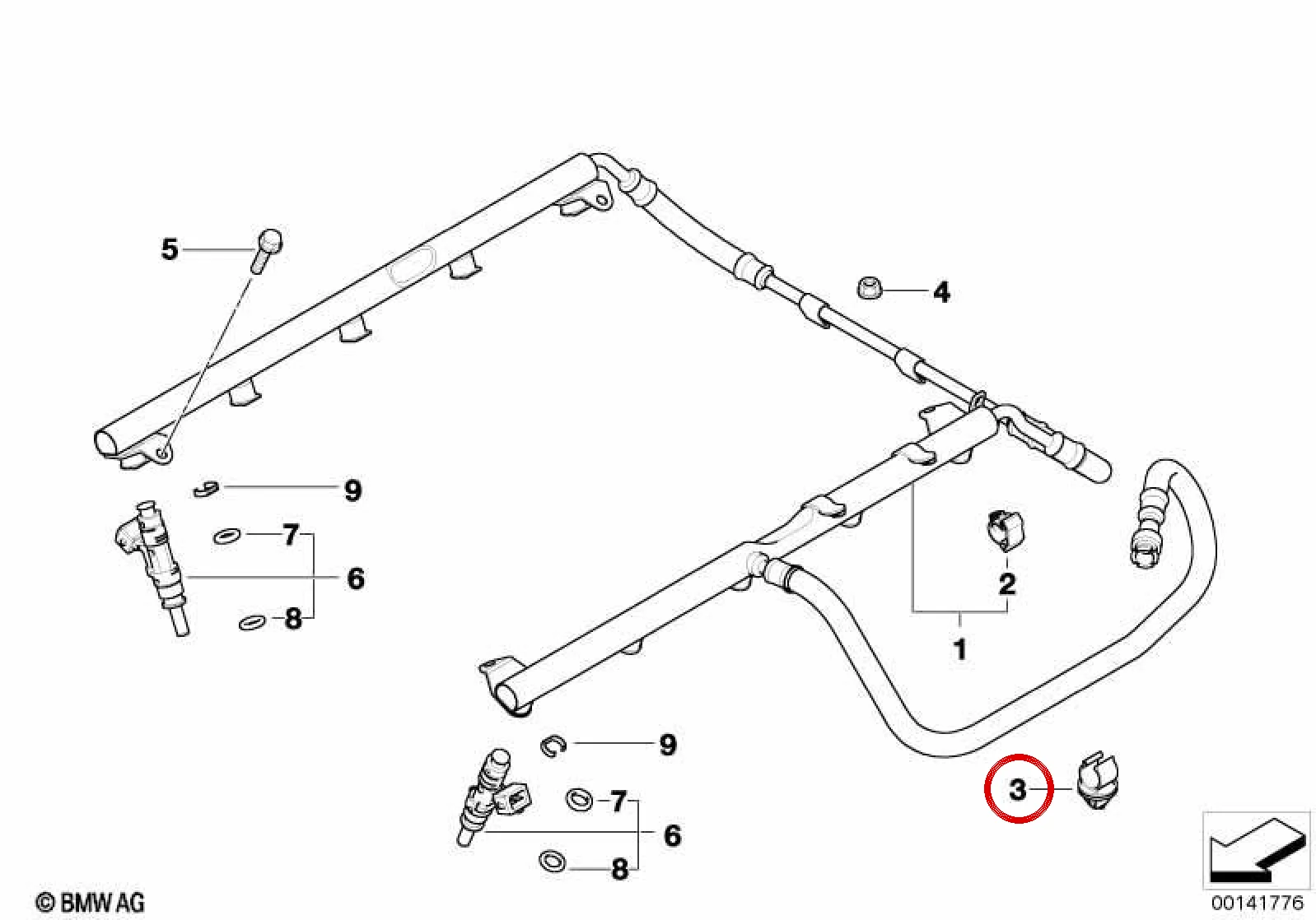 BMW E60 E61 E63 E64 Enjeksiyon Yakıt Hattı Braketi 13537834171