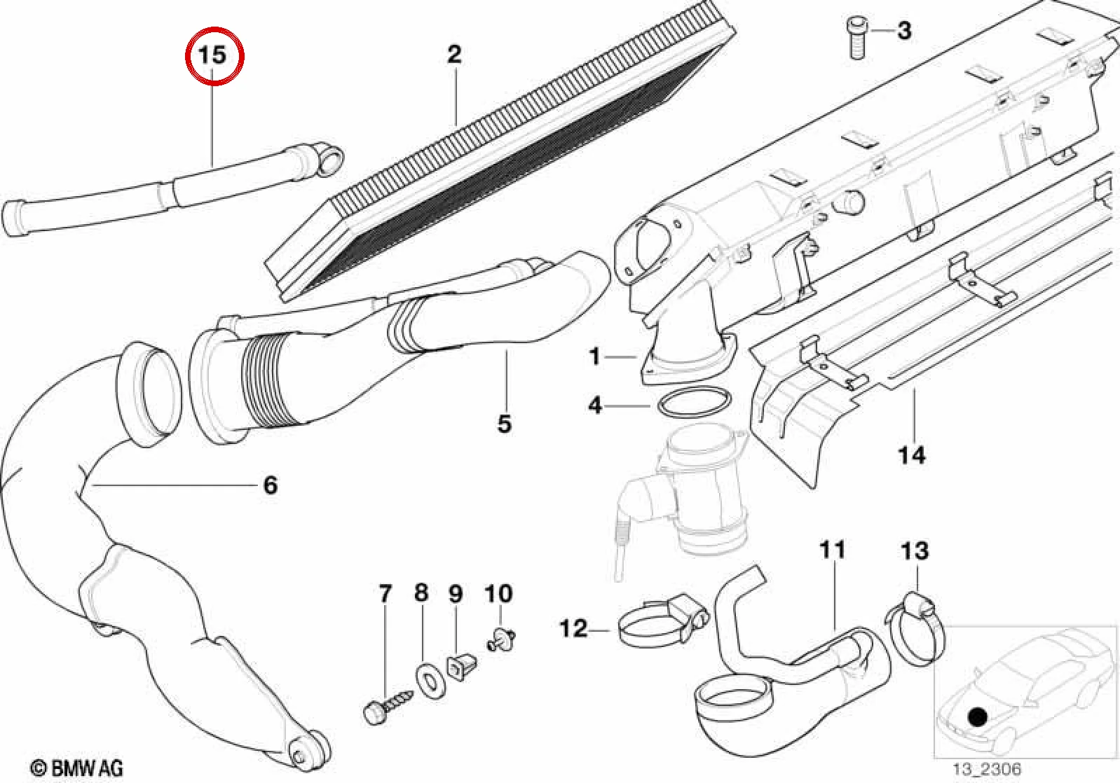 BMW 7 Serisi E38 Esnek Hava Emme Borusu 13712247372