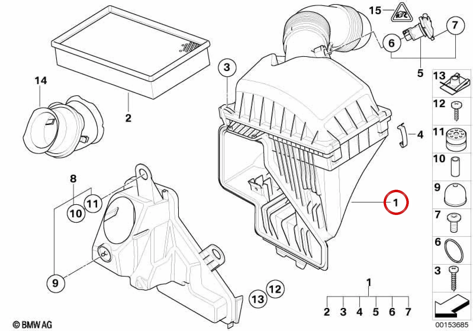 BMW 7 Serisi E65 E66 Hava Filtre Kutusu 13717539194