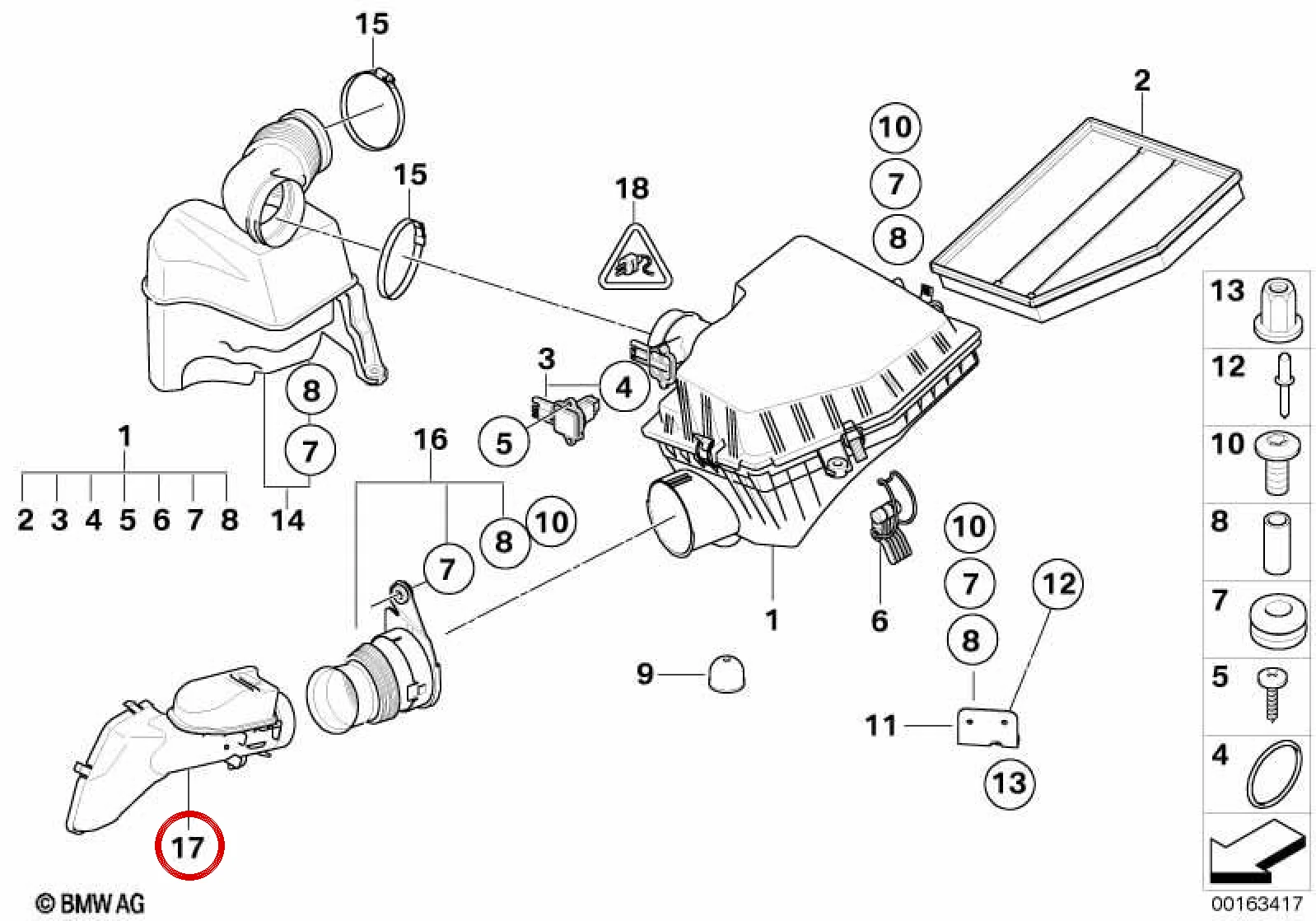 BMW 5 Serisi E60 E61 Emme Hava Kanalı 13717571919