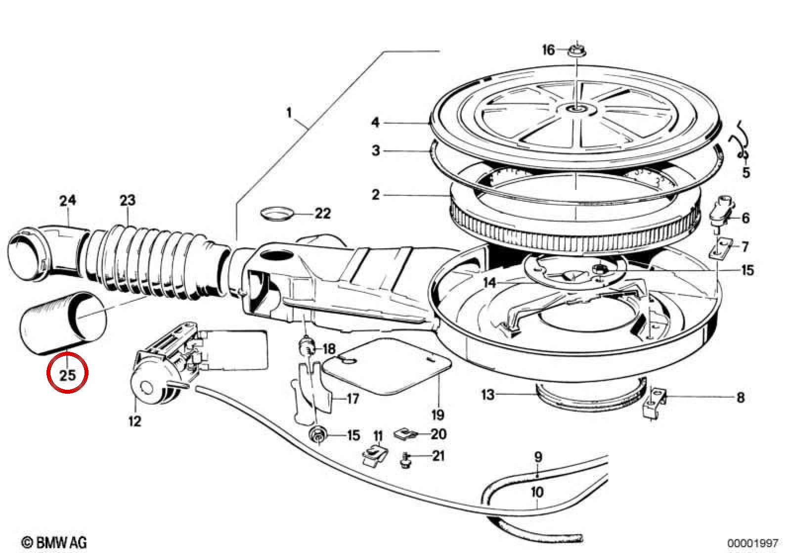 BMW E28 E30 Esnek Hava Borusu 55x360 13731284979