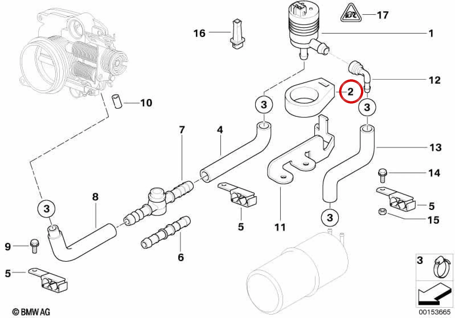 BMW E36 E38 E39 E46… Depo Havalandırma Valfi Tutucusu 13901433601