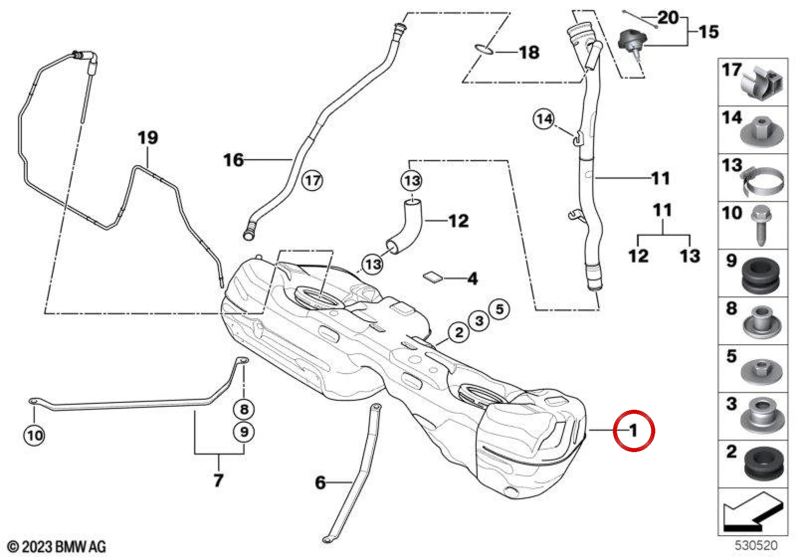 BMW 1 Serisi E82 E88 Plastik Yakıt Deposu 16117074463