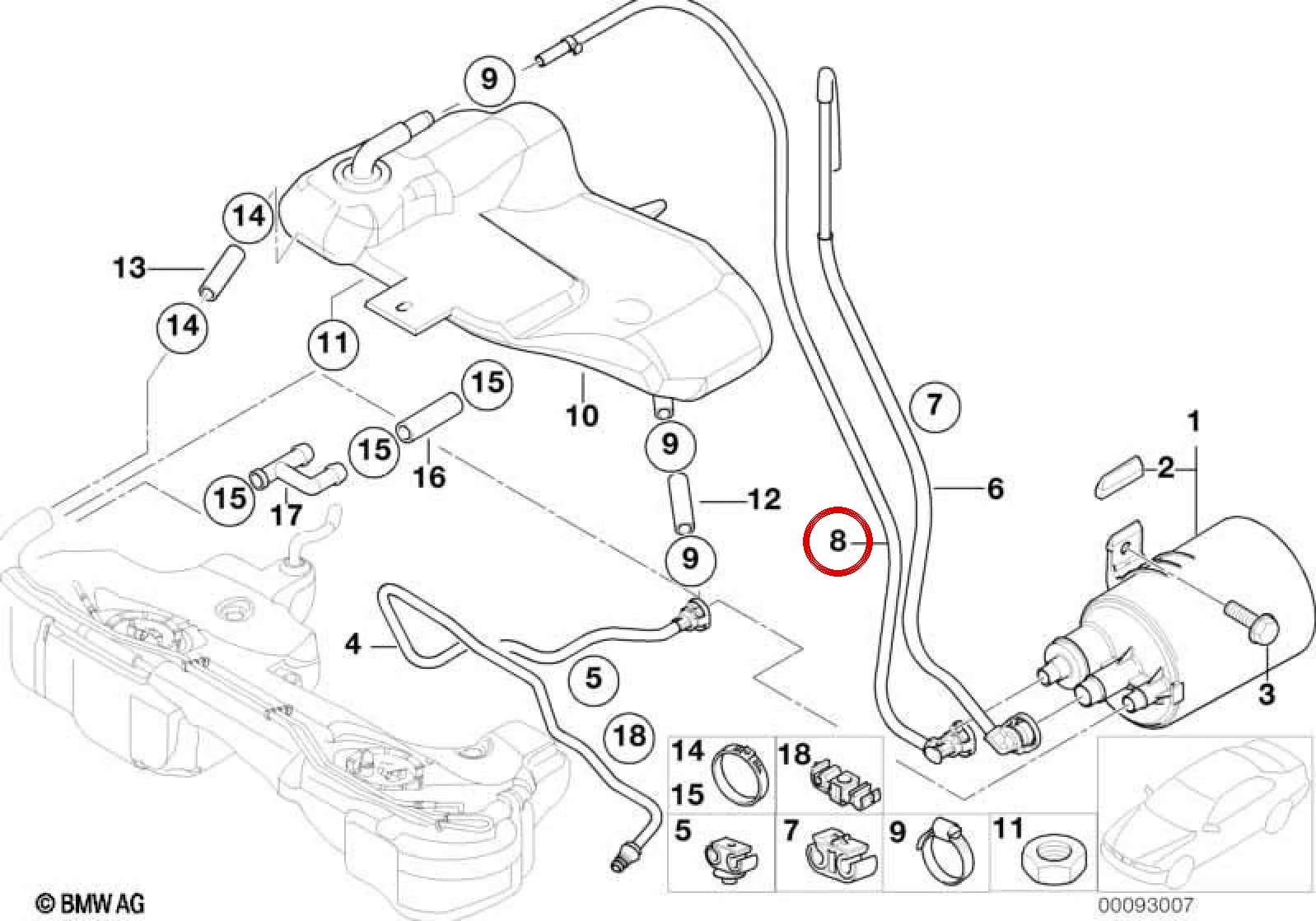 BMW 3 Serisi E46 Depo Havalandırma Borusu 16117177236
