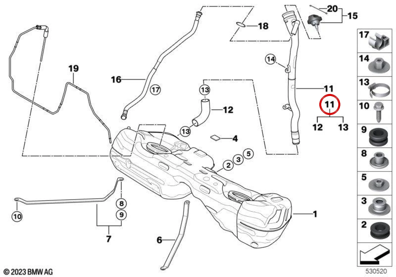 BMW 3 Serisi E92 E93 Krom İçermeyen Yakıt Dolum Borusu 16117198715