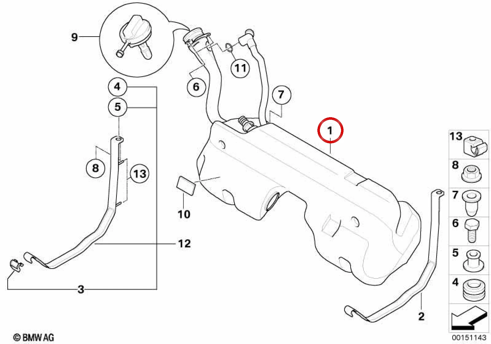 BMW Z4 E85 E86 Sol Sensörlü Plastik Yakıt Deposu 16117198751