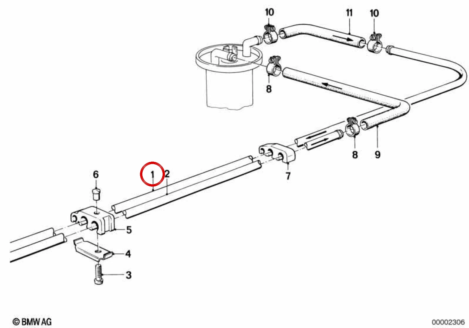 BMW 3 Serisi E30 Depo Yakıt Borusu 10 mm 16121177125