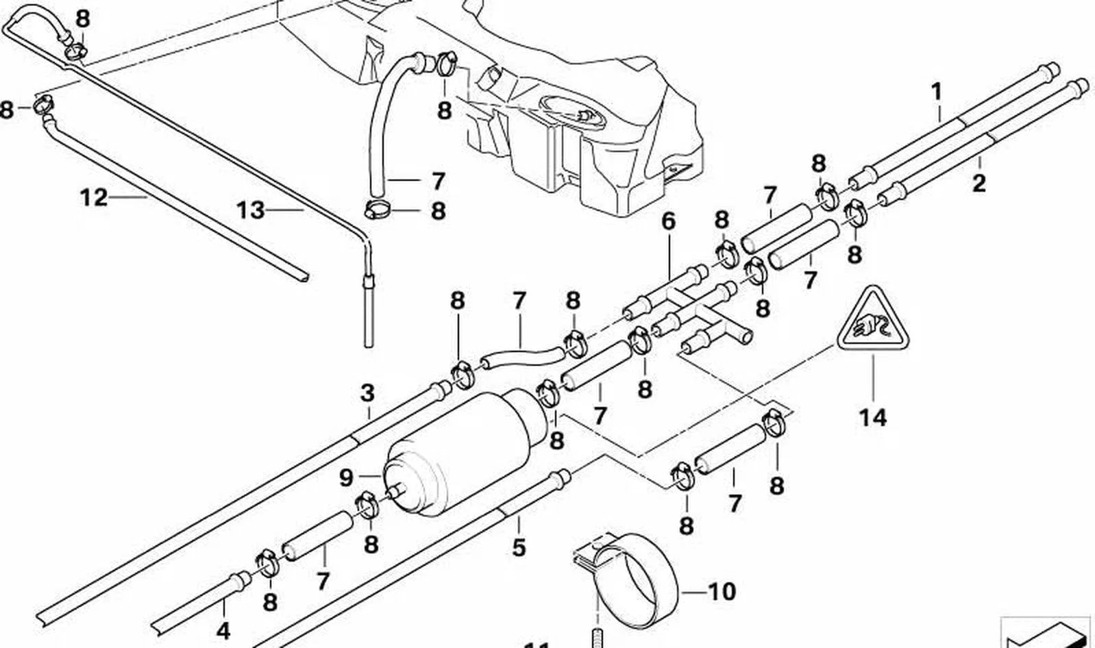 BMW 5 Serisi E39 Ön Yakıt Dönüş Borusu 16121184777