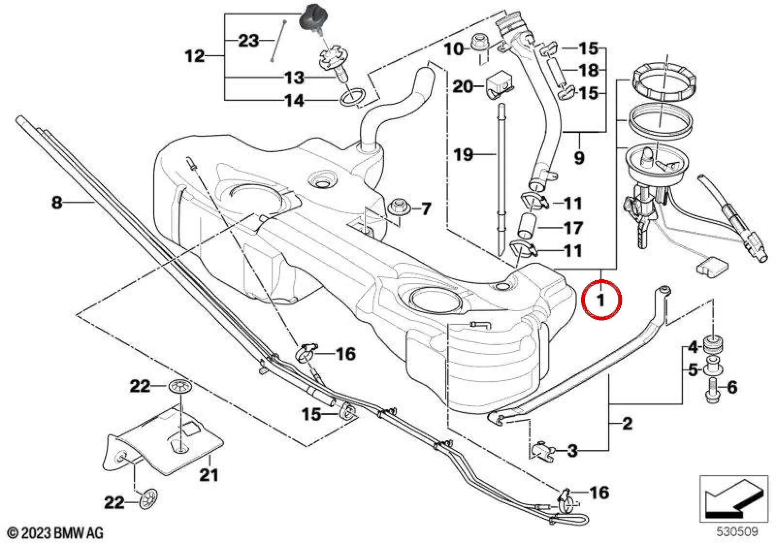 BMW 3 Serisi E46 Sol Şamandıralı Plastik Yakıt Deposu 16126768483
