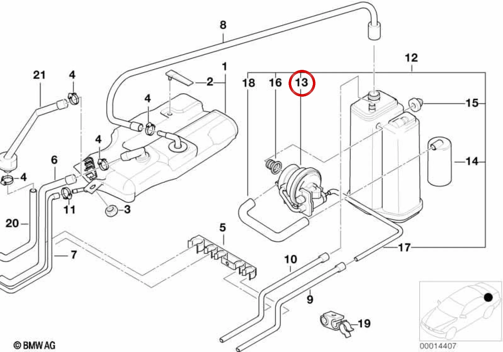 BMW E36 E38 E39 Yakıt Deposu Kaçak Teşhis Pompası 16131184968