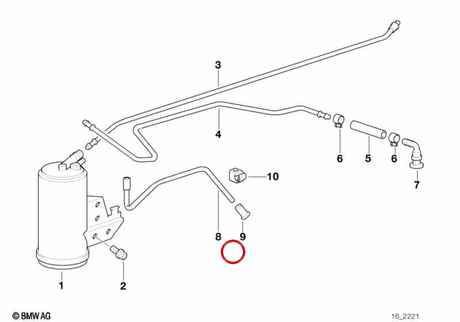 BMW 3 Serisi E36 Aktif Karbon Filtresi Tahliye Borusu 16132228104