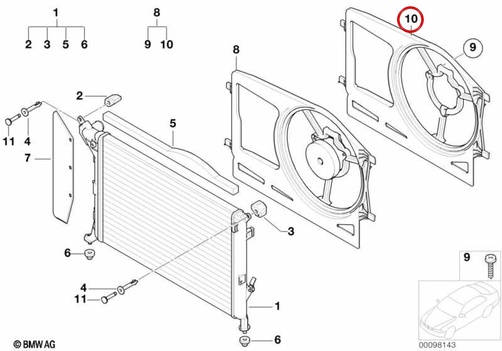 BMW MINI R50 R52 Radyatör Fan Çerçevesi 17107515484