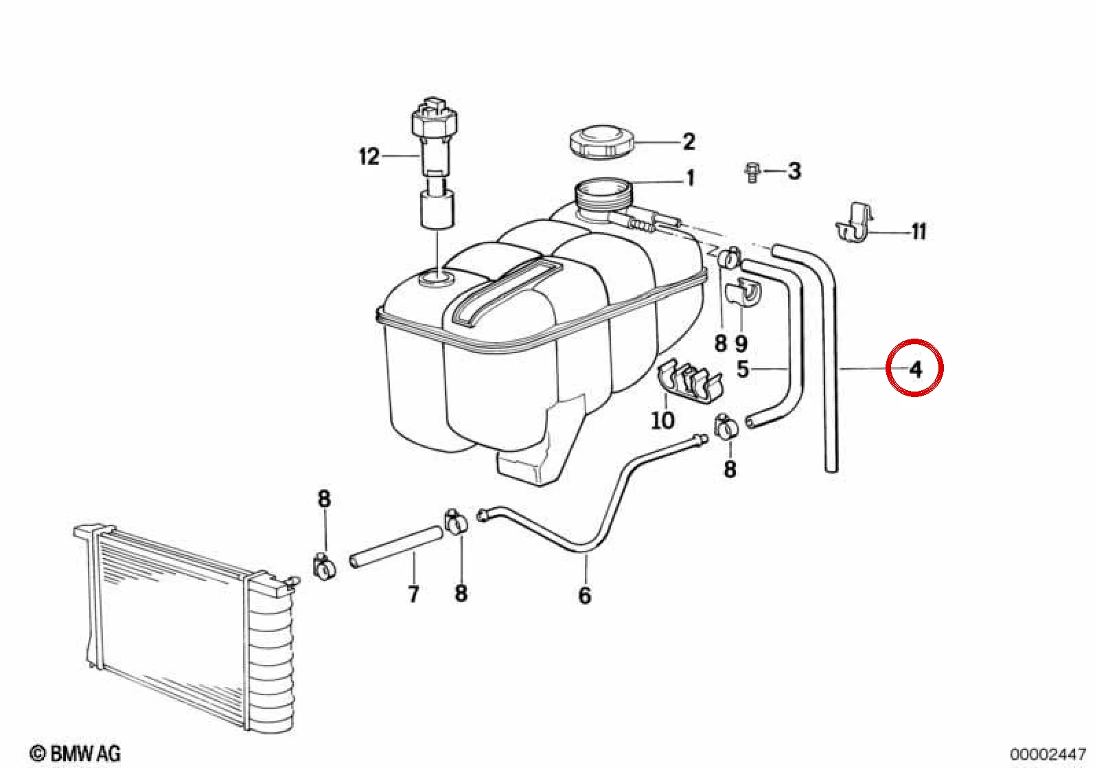 BMW E30 E36 E38 E39 İnce Soğutma Suyu Hortumu 420 mm 17111719201