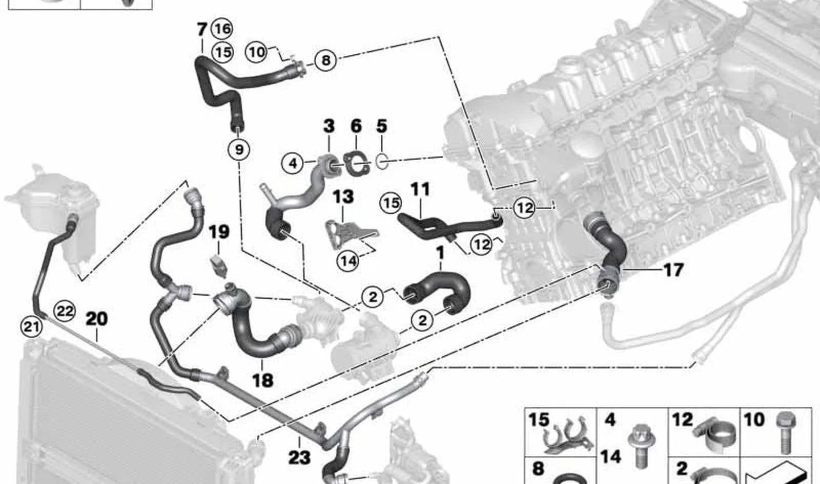 BMW E81 E82 E87 E88… Kalorifer Termostat Dönüş Hortumu 17127548225