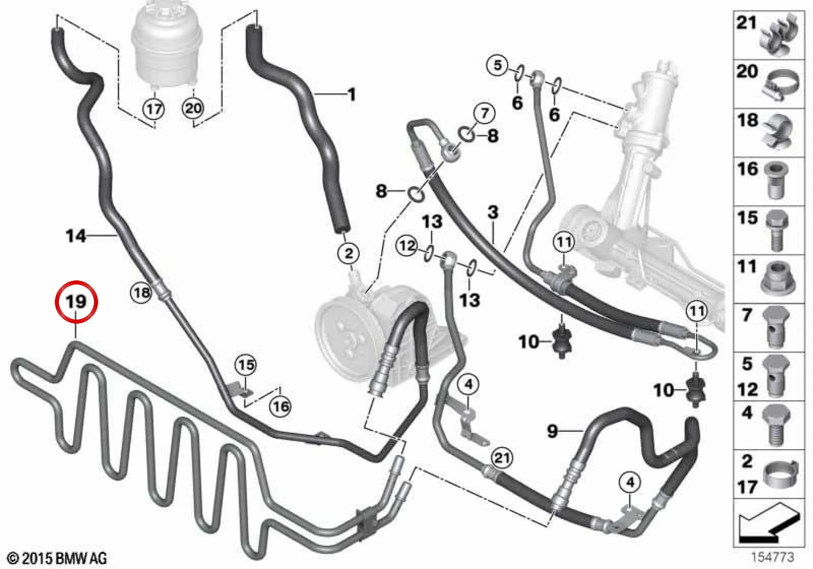 BMW 3 Serisi E90 E91 E92 E93 Hidrolik Direksiyon Hortumu 17217795456