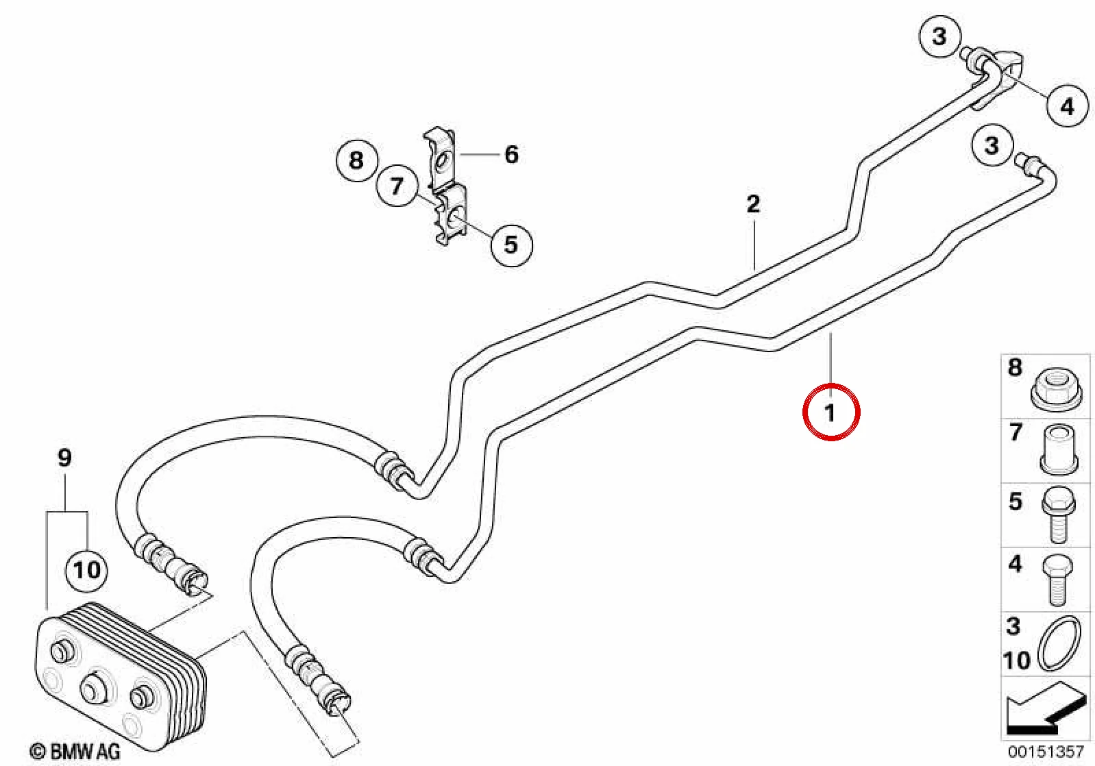 BMW Z4 E85 E86 Yağ Soğutma Borusu 17227577645