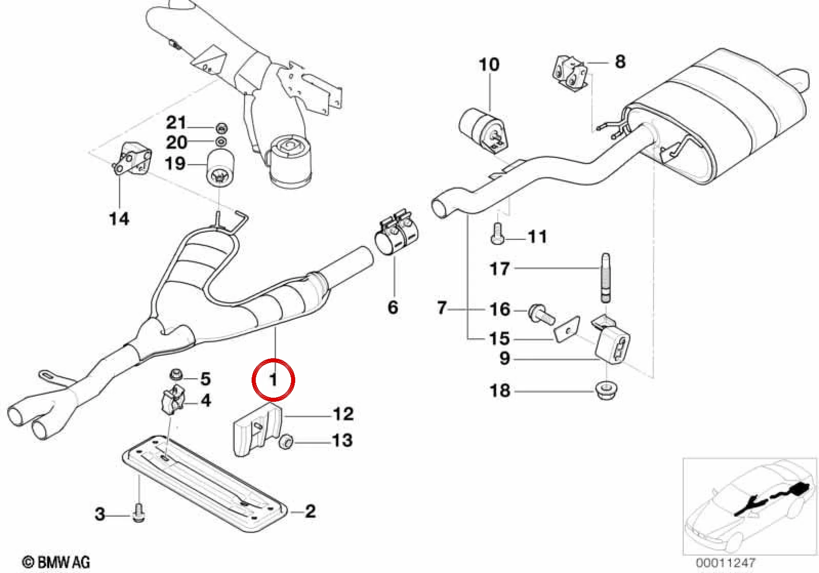 BMW 5 Serisi E39 Orta Egzoz Susturucusu 18101437524
