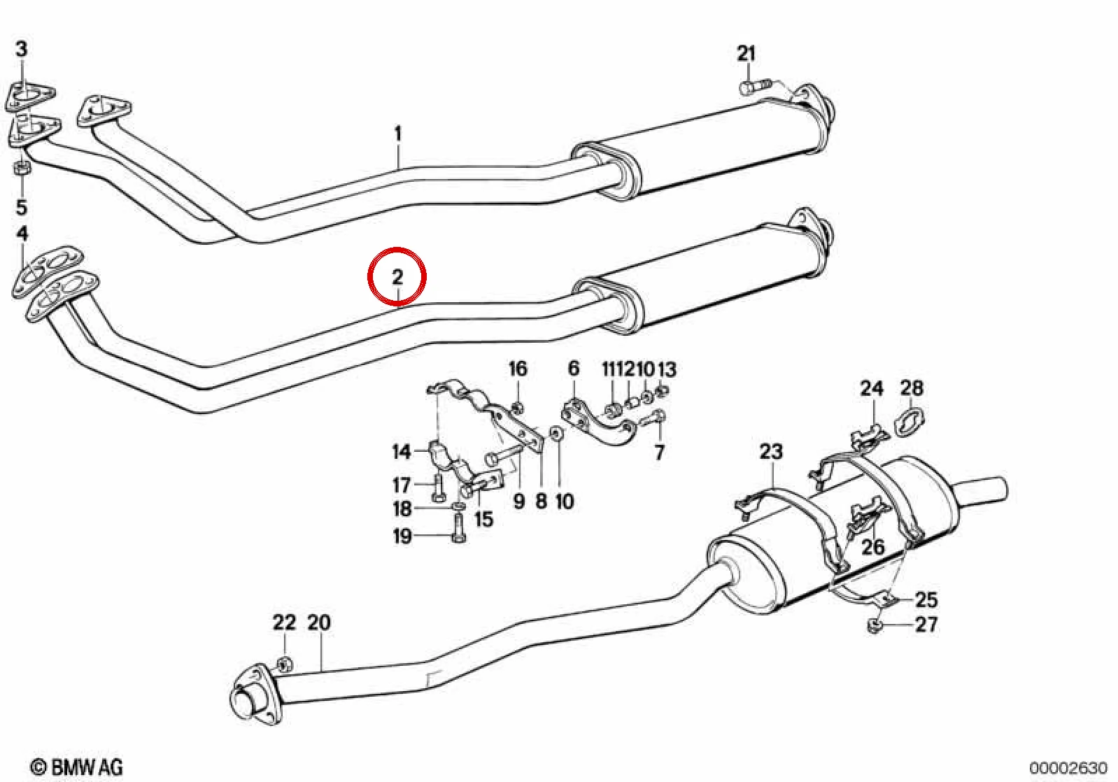 BMW 3 Serisi E30 Egzoz Sistemi Komple Hattı 18101719073