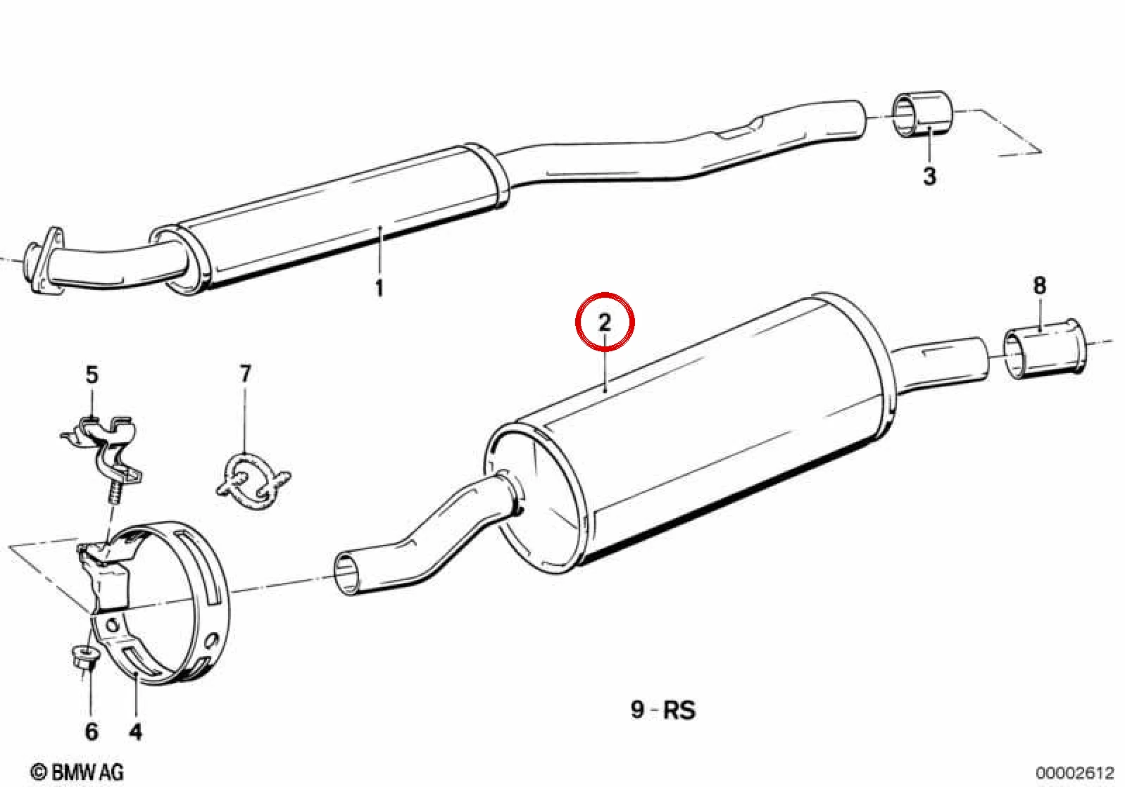BMW 3 Serisi E30 Egzoz Arka Susturucu Kutusu 18101719214