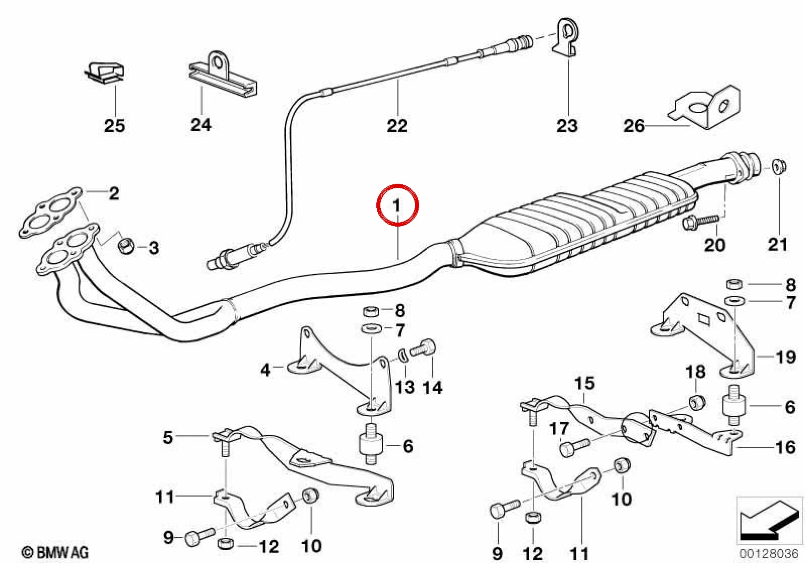 BMW 3 Serisi E36 Egzoz Ön Susturucu Kutusu 18101723750