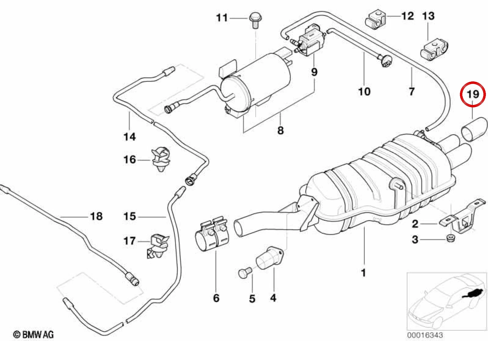 BMW 3 Serisi E46 Sağ Krom Egzoz Ucu 18107501092