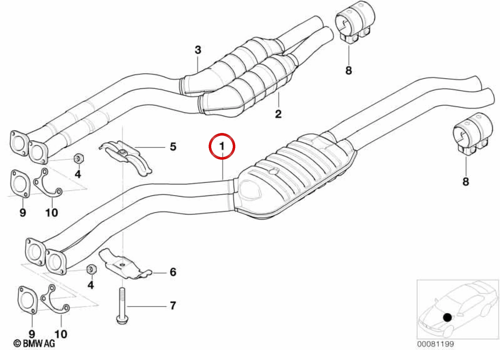 BMW 3 Serisi E46 Ön Susturucu 18107504169