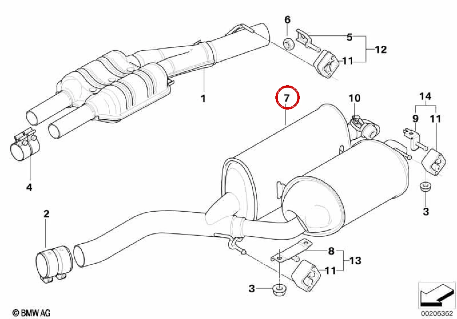BMW 7 Serisi E65 E66 Egzoz Klapeli Arka Susturucu 18107511042