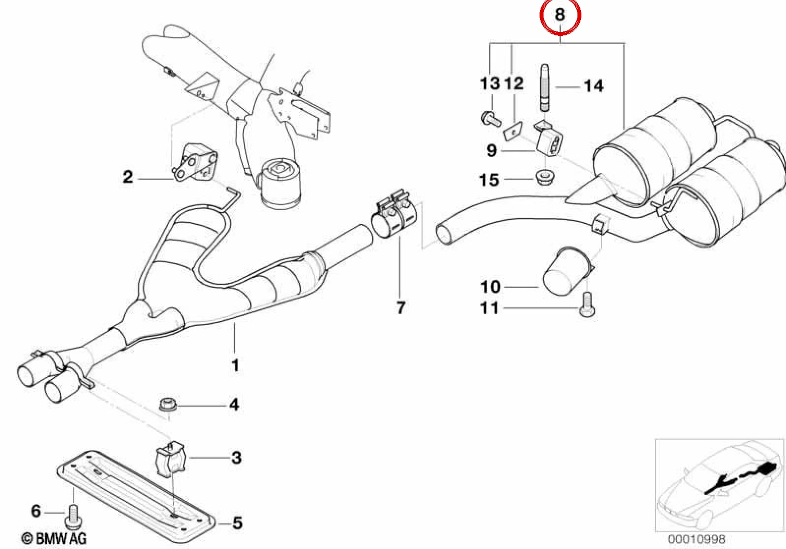 BMW 5 Serisi E39 Arka Susturucu Gövdesi 18107831970