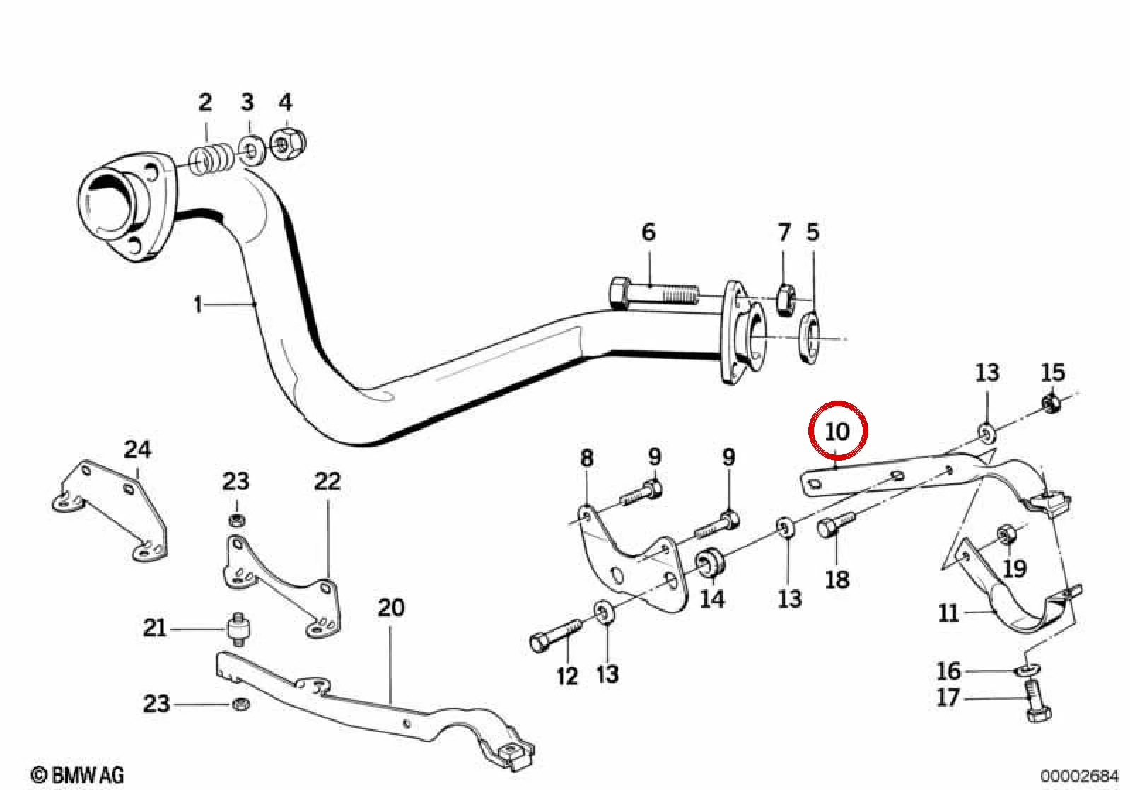 BMW 3 Serisi E30 Egzoz Sistemi Taşıyıcı Braketi 18202242227