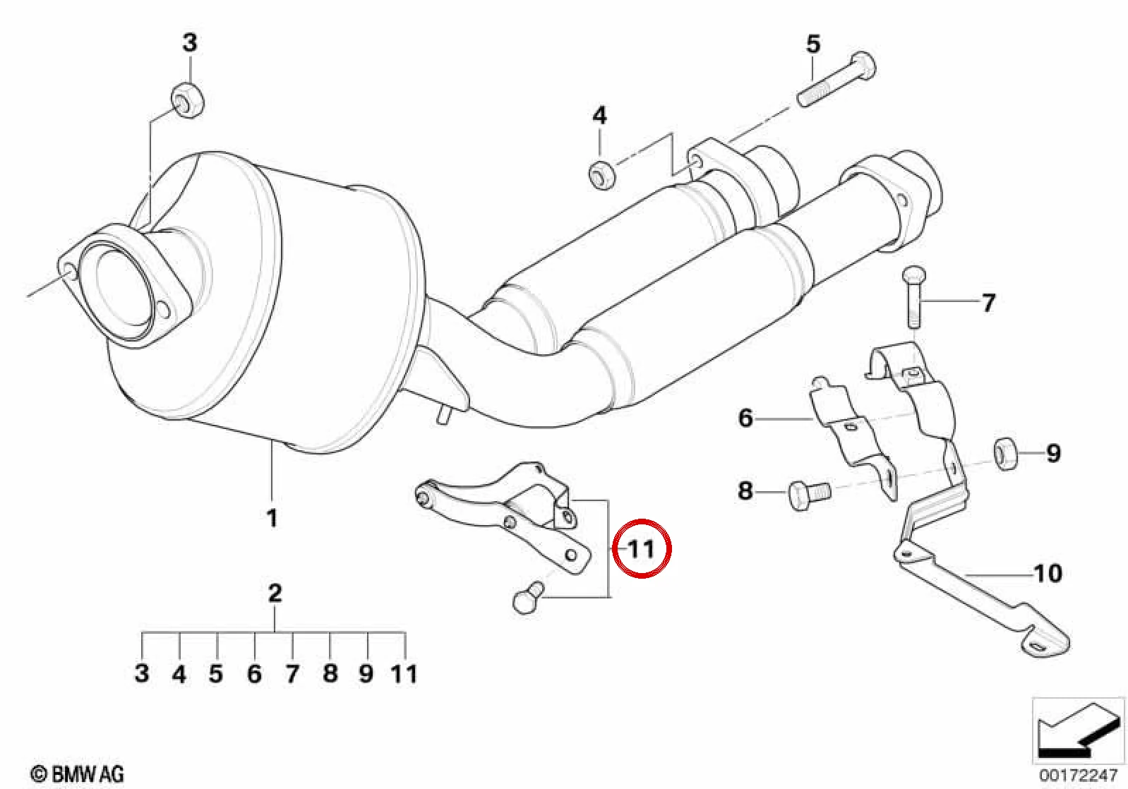 BMW 5 Serisi E39 Motor Yanı Katalizör Braketi E39 18202249723