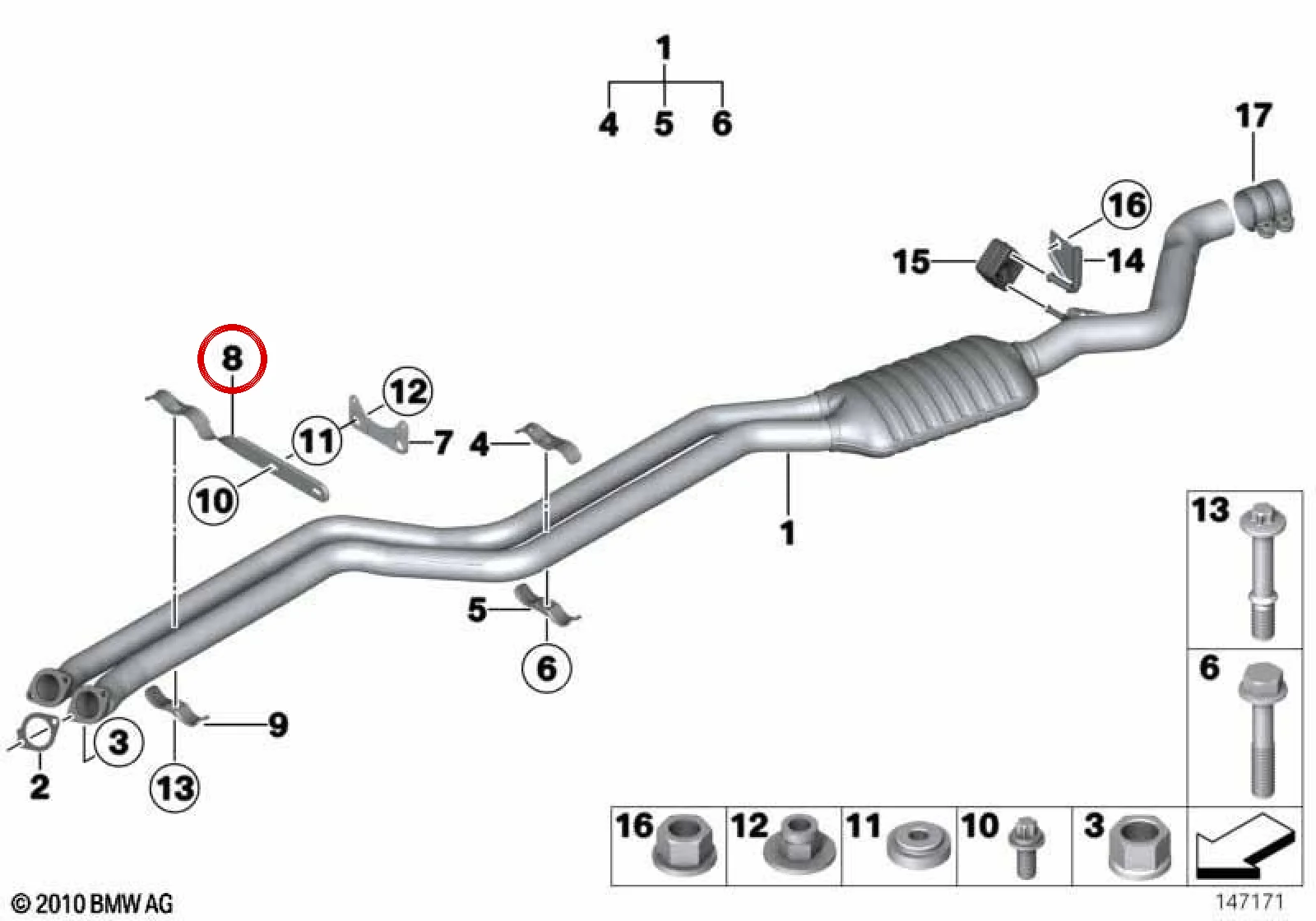 BMW 1 Serisi E81 E82 E87 E88 Egzoz Borusu Askısı 18207551214