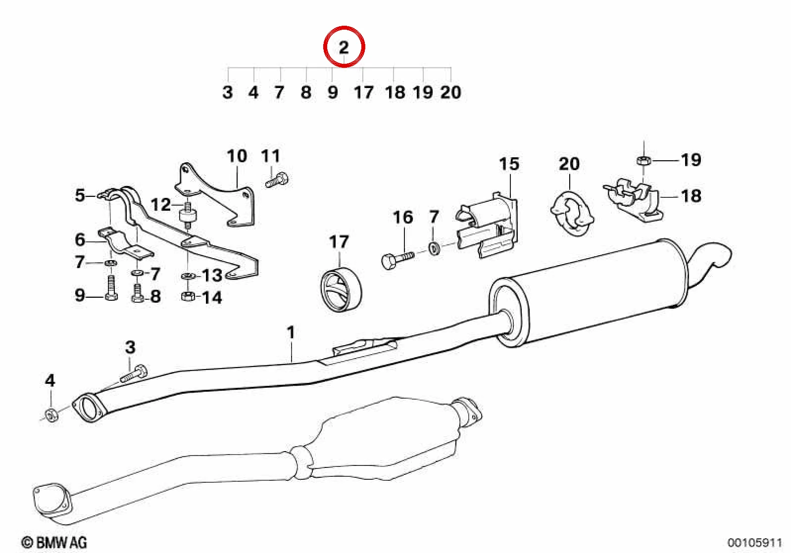 BMW 5 Serisi E34 Arka Susturucu Bağlantı Kiti 18210141664